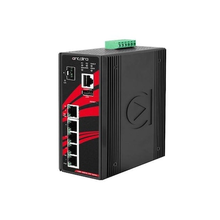 Antaira 6-Port Industrial Gigabit PoE+ Light Layer 3 Managed Ethernet Switch LMP-0601G-SFP-T-V2